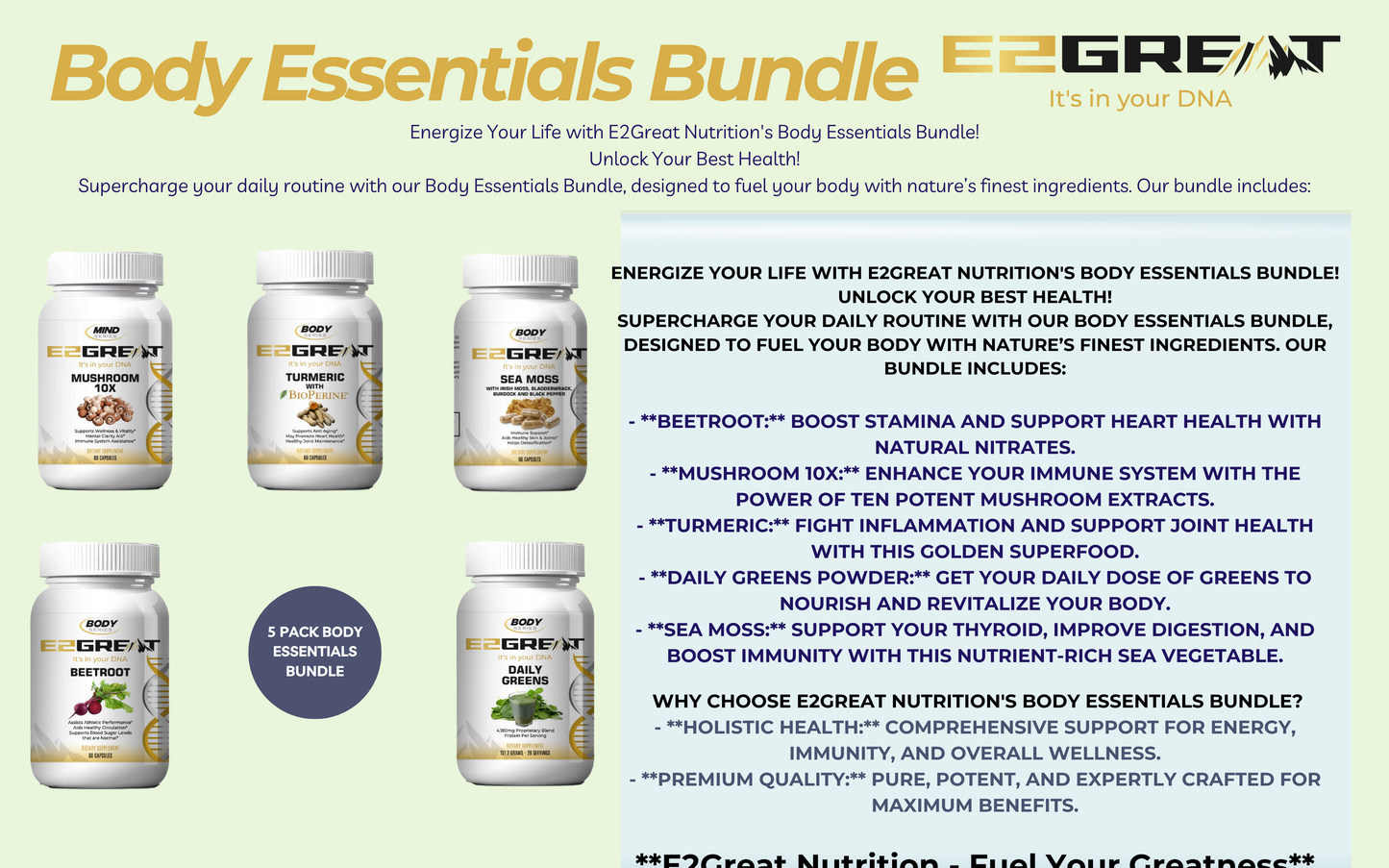 Body Essentials Bundle- 5 Pack Combo